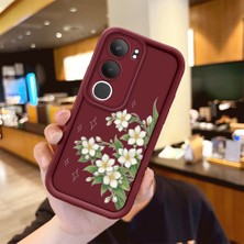 Ucuc Vivo Y19S 4G/Y19S Pro Uyumlu Darbeye Dayanıklı Kamera Korumalı Bordo Silikon Baskı Desenli Kılıf