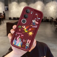 Ucuc Vivo Y19S 4G/Y19S Pro Uyumlu Darbeye Dayanıklı Kamera Korumalı Bordo Silikon Baskı Desenli Kılıf