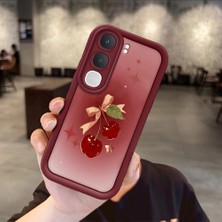 Ucuc Vivo Y31/Y21D Uyumlu Darbeye Dayanıklı Kamera Korumalı Bordo Silikon Baskı Desenli Kılıf