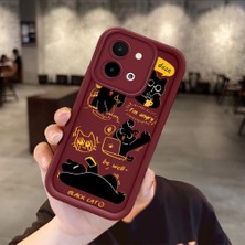 Ucuc Vivo Y28 4g Uyumlu Darbeye Dayanıklı Kamera Korumalı Bordo Silikon Baskı Desenli Kılıf