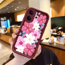 Ucuc Vivo V60 Lite 4g/5g Uyumlu Darbeye Dayanıklı Kamera Korumalı Bordo Silikon Baskı Desenli Kılıf