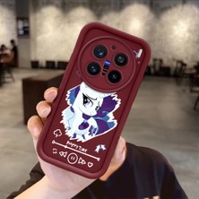 Ucuc Vivo X200 Pro Uyumlu Darbeye Dayanıklı Kamera Korumalı Bordo Silikon Baskı Desenli Kılıf