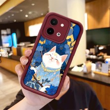 Ucuc Vivo Y28 4g Uyumlu Darbeye Dayanıklı Kamera Korumalı Bordo Silikon Baskı Desenli Kılıf