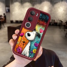 Ucuc Vivo Y19S 4G/Y19S Pro Uyumlu Darbeye Dayanıklı Kamera Korumalı Bordo Silikon Baskı Desenli Kılıf