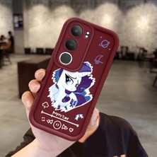 Ucuc Vivo Y19S 4G/Y19S Pro Uyumlu Darbeye Dayanıklı Kamera Korumalı Bordo Silikon Baskı Desenli Kılıf