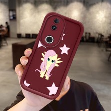 Ucuc Vivo V50 Uyumlu Darbeye Dayanıklı Kamera Korumalı Bordo Silikon Baskı Desenli Kılıf