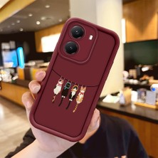 Ucuc Poco X7 Pro Uyumlu Darbeye Dayanıklı Kamera Korumalı Bordo Silikon Baskı Desenli Kılıf