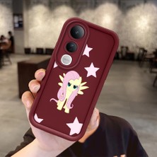 Ucuc Vivo V50 Lite 4g/5g Uyumlu Darbeye Dayanıklı Kamera Korumalı Bordo Silikon Baskı Desenli Kılıf