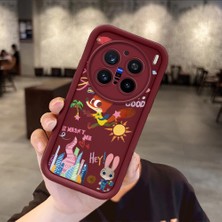 Ucuc Vivo X200 Pro Uyumlu Darbeye Dayanıklı Kamera Korumalı Bordo Silikon Baskı Desenli Kılıf