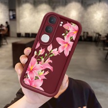 Ucuc Vivo Y31/Y21D Uyumlu Darbeye Dayanıklı Kamera Korumalı Bordo Silikon Baskı Desenli Kılıf