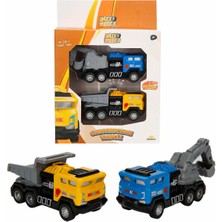 Maxx Wheels Çek Bırak 2'li Inşaat Aracı  - Sarı Vinç-Kırmızı Mikser