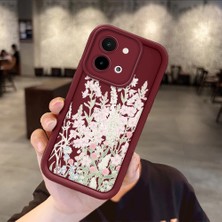 Ucuc Vivo Y28 4g Uyumlu Darbeye Dayanıklı Kamera Korumalı Bordo Silikon Baskı Desenli Kılıf