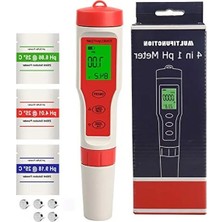 Calperia Dijital Ph Metre, 4'ü 1 Arada Su Kalitesi Test Cihazı, LCD Ekran ile Kullanım Kolaylığı