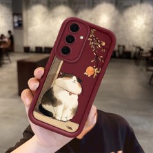 Ucuc Samsung Galaxy S24 Fe Uyumlu Darbeye Dayanıklı Kamera Korumalı Bordo Silikon Baskı Desenli Kılıf
