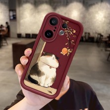 Ucuc Vivo X200 Fe Uyumlu Darbeye Dayanıklı Kamera Korumalı Bordo Silikon Baskı Desenli Kılıf
