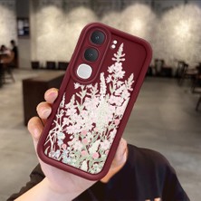 Ucuc Vivo Y31/Y21D Uyumlu Darbeye Dayanıklı Kamera Korumalı Bordo Silikon Baskı Desenli Kılıf