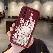 Ucuc Samsung Galaxy S21 Fe 5g Uyumlu Darbeye Dayanıklı Kamera Korumalı Bordo Silikon Baskı Desenli Kılıf