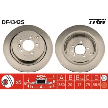 TRW Depomix Fren Diski Arka Range Rover Sport I L320 09 13 Discovery 4 L319 09 18
