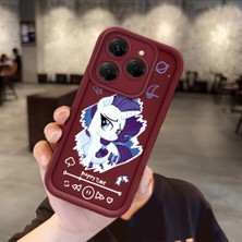 Ucuc Tecno Spark 20 Pro Uyumlu Darbeye Dayanıklı Kamera Korumalı Bordo Silikon Baskı Desenli Kılıf