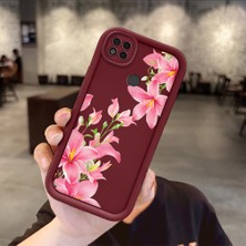 Ucuc Xiaomi Poco C31 Uyumlu Darbeye Dayanıklı Kamera Korumalı Bordo Silikon Baskı Desenli Kılıf