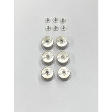 Karan Tuhafiye Kot Mont Düğmesi / 1,7 cm / 6 Adet / Gümüş / Kalp Model Taşlı