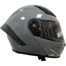 Vogs WS-210 Güneş Vizörlü Çene Açılır Kask Gri (Şeffaf Vizörlü) Kask