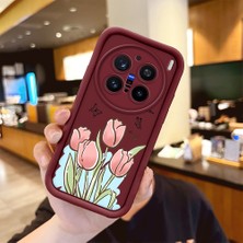 Ucuc Vivo X200 Pro Uyumlu Darbeye Dayanıklı Kamera Korumalı Bordo Silikon Baskı Desenli Kılıf