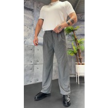 Çizgili Premium Kumaş Baggy Pantolon