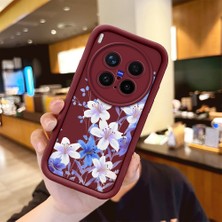 Ucuc Vivo X300 Pro Uyumlu Darbeye Dayanıklı Kamera Korumalı Bordo Silikon Baskı Desenli Kılıf