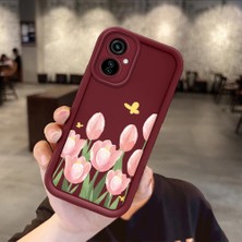 Ucuc Tecno Camon 19 Neo Uyumlu Darbeye Dayanıklı Kamera Korumalı Bordo Silikon Baskı Desenli Kılıf