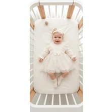 Miniday Baby Kız Bebek Mevlütlük Elbise Bandanalı Dantelli Yenidoğan Hastane Çıkışı Gelinlik Abiye Mevlitlik 4027