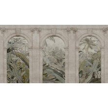 Arterior Wallpaper Nişlerin Içinde Tropik Yapraklar Poster Duvar Kağıdı