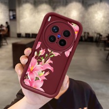 Ucuc Vivo X300 Pro Uyumlu Darbeye Dayanıklı Kamera Korumalı Bordo Silikon Baskı Desenli Kılıf