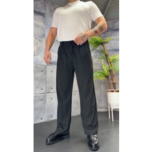 Çizgili Premium Kumaş Baggy Pantolon