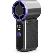 CoverZone Şarjlı Mini El Fanı Dijital Göstergeli Taşınabilir Soğutucu Fan Usb-C Şarjlı Masaüstü Vantilatör Minik-1