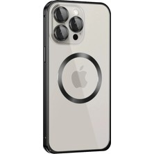 Durukar®  iPhone 15 Pro Max Kılıf Metal Bumper Magneticsafe Kapak - Siyah