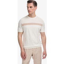 Cacharel Erkek Ekru Slim Fit %100 Pamuk Bisiklet Yaka Triko T-Shirt 50320653-VR019