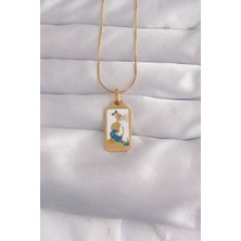 Vice Avm 316L Çelik Gold Renk Beyaz Mineli Kız Figür Tarot Kolye - TJ-BKO9027 TG-1395 340025