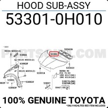 TŞT Toyota Aygo Motor Kaputu 2005  (Oem No:  533010H010)