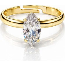 Sense of Atelier Aurel Marquise Open Ring Gold Taşlı Ayarlanabilir Kadın Yüzük