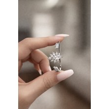 Sense of Atelier Selene Taş Detaylı Gold Ikili Yüzük Gümüş