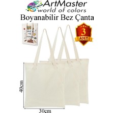ArtMaster Bez Çanta 30X40CM 3 Adet Boş Boyanabilir Baskısız Bez Çanta Kulplu Ham Bez Çanta Boyama Çantası Etkinlik Okul Kreş