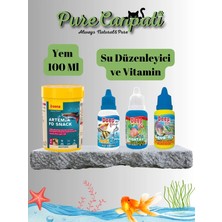 Purecanpati Akvaryum Bakım Seti Sera Artemia Yem 100 ml + Vitamin + Su Düzenleyici + Antiklor