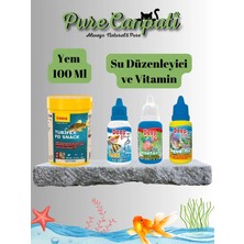 Purecanpati Akvaryum Bakım Seti Sera Tubifex Yem 100 ml + Vitamin + Su Düzenleyici + Antiklor