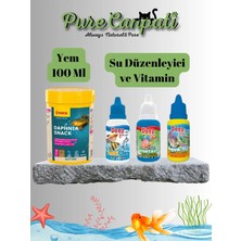 Purecanpati Akvaryum Bakım Seti Sera Daphnia Yem 100 ml + Vitamin + Su Düzenleyici + Antiklor