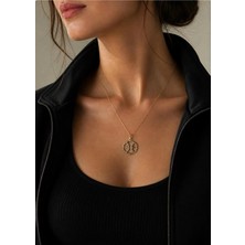Siyah Gold Epoksi Balık Burcu Gold Zincir Kolye