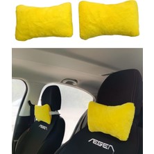 Majeur Yumuşak Peluşlu Ortopedik Araba Seyahat Boyun Yastığı 2'li Sarı