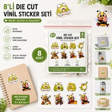 Tişört Kodu 8’li Sevimli Kurbağa & Arı Die Cut Vinil Sticker Seti