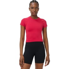 Sweaty Betty Athlete Crop Seamless Workout Kadın Kırmızı Tişört