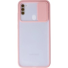 Majeur Galaxy A11 Kılıf Palm Buzlu Kamera Sürgülü Silikon  Pembe